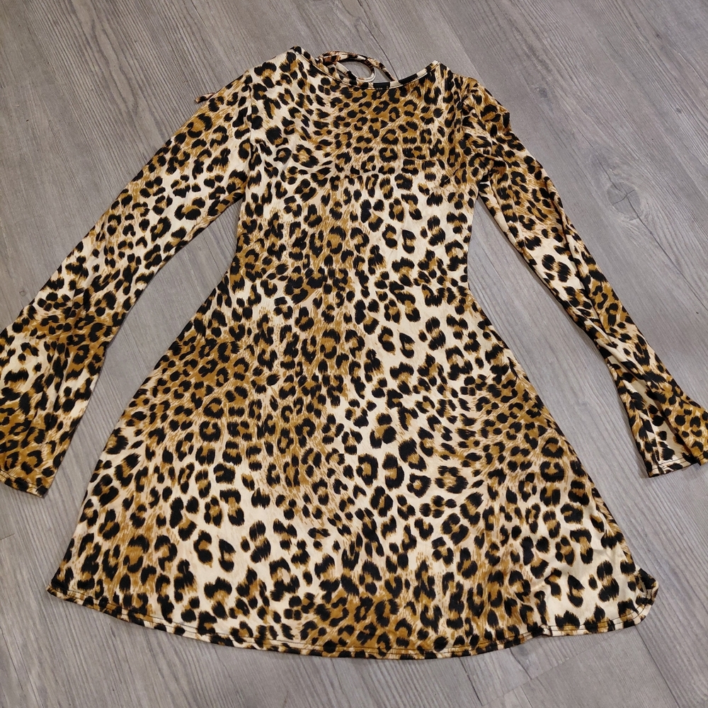 See You Monday Womans XS Mini Leopard Print Dress